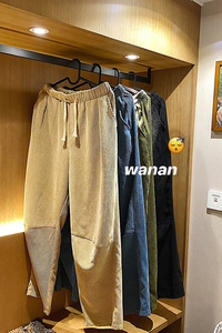 港风灯芯绒休闲直筒裤子男女2021新款垂感阔腿拖地裤图片