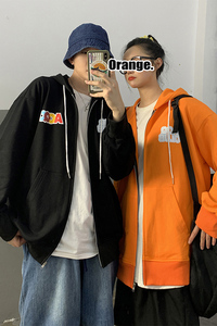 秋季印花字母卫衣男开衫潮牌衣服宽松连帽衫帅气外套HY09TP45控58,深墨绿色大衣搭配衣服图片图片
