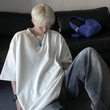 美式夏季新款ins情侣纯棉T恤纯色宽松圆领短袖男女款HY33TP16，男装T恤，电商A102B