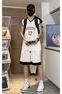 voersize美式高街17号篮球服宽松休闲无袖外穿运动服套装T12TP55图片