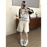 2024美式hiphop高街五分裤夏天印花短裤透气休闲运动裤K565TP25，男装休闲裤，电商A102B