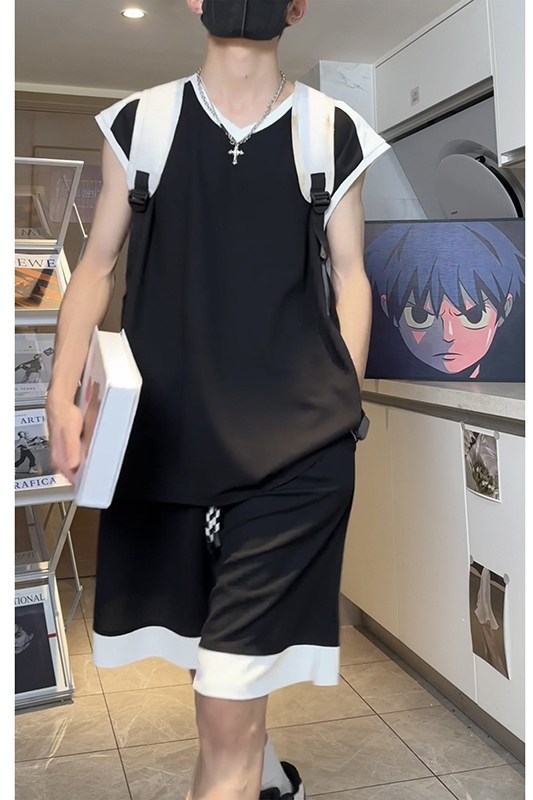 美式高街外穿无袖篮球运动服背心套装宽松休闲透气T10TP50控78,男装衬衫,电商A102B