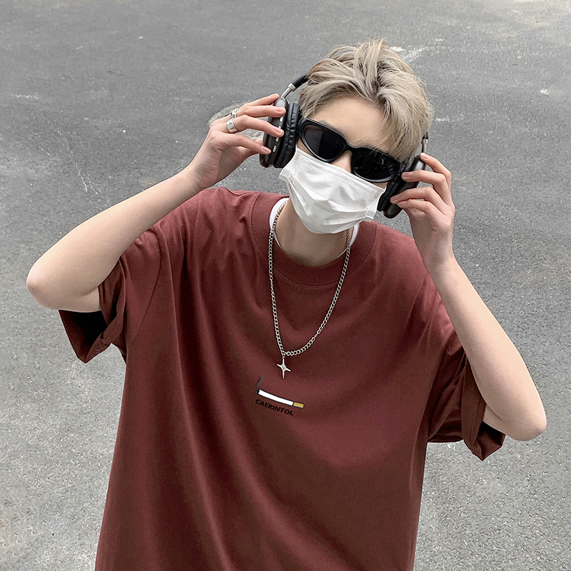 情侣款印花街头打底衫圆领T恤美式高街潮牌短袖HY525TP20控39，男装T恤，星座306A