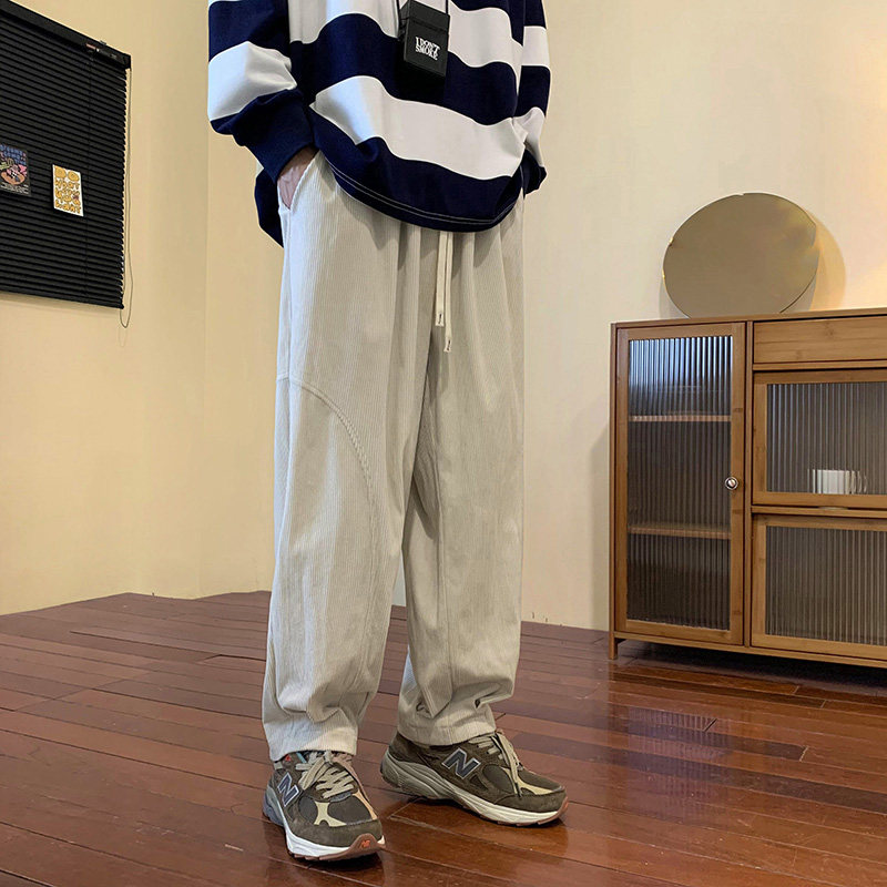 灯芯绒裤子男春季日系复古坠感oversize竖条纹阔腿裤K200TP45控68,男装休闲裤,电商A102B