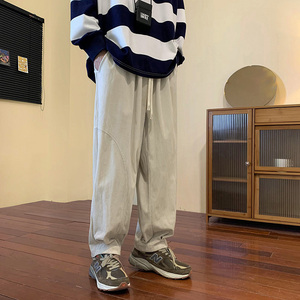 灯芯绒裤子男春季日系复古坠感oversize竖条纹阔腿裤K200TP45控68图片