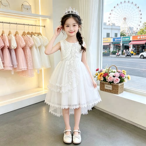 2026女童夏季连衣裙公主裙六一表演裙子中小大童礼服燕尾公主纱裙