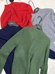 胸围100衣长60 坑条纹细闪半高领打底毛衣12.25 郑沅沅 含5羊绒