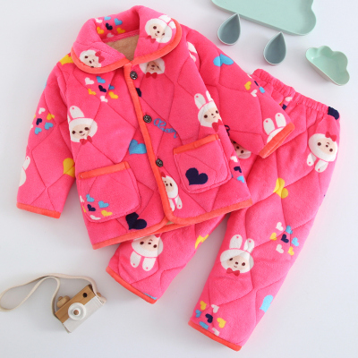 儿童睡衣冬季三层夹棉加绒加厚款