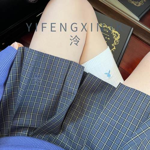 樱花刺绣校供感小格子jk格裙