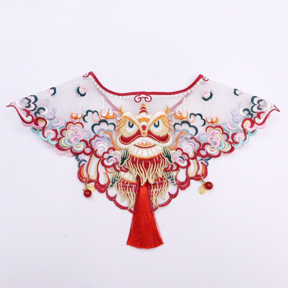 狗狗披肩猫咪汉服配饰云肩红色醒狮刺绣宠物围巾古风搭配围兜围脖