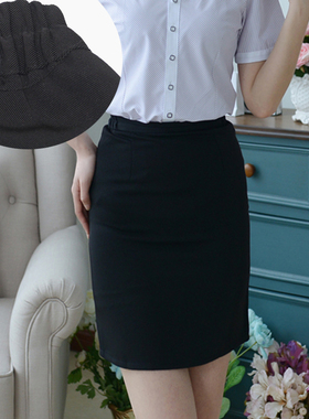 工装裙短裙松紧腰OL职业装工装裙子半身裙女中裙正装女装黑色弹力