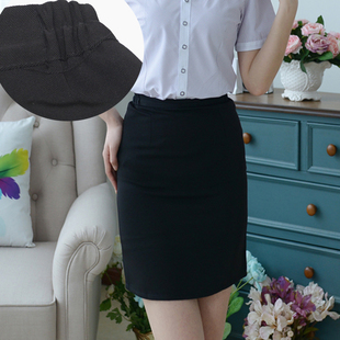 女装 裙子半身裙女中裙正装 黑色弹力 裙短裙松紧腰OL职业装 工装