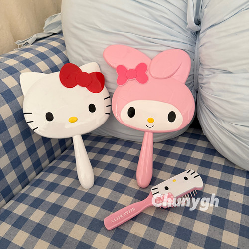 Chunygh自制可爱小猫手持化妆镜子家用式手拿镜高颜值学生宿舍