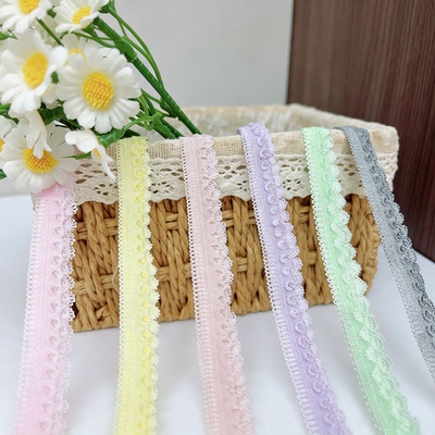 彩色弹力皇冠花边辅料手工DIY衣服裙蕾丝领口装饰松紧带服装设计