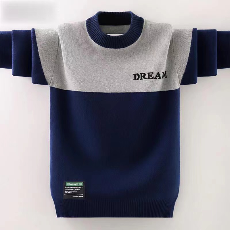 韩版男童毛衣秋冬加绒加厚棉童装