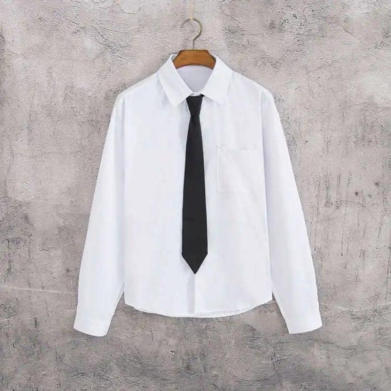 白衬衫男长袖送领带学生班服学院风衬衣男女通用夏季毕业照服装男图片