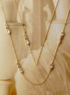 立体羽毛项链纯银马眼宝石女