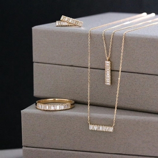 日系轻奢 高端系列BELLESIORA 奢华横竖向 排钻钻石 一字项链