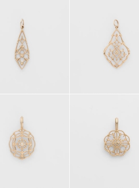 中世纪窗花蕾丝镂空欧泊吊坠项链