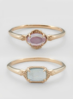 纯银古董框红宝石贝壳戒指