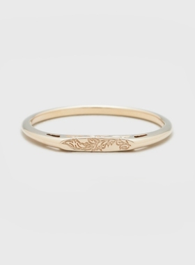 情侣纯银日系平面雕花戒指