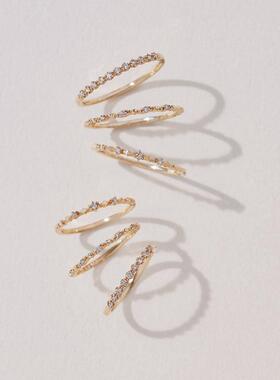 涟漪星星戒指纯银叠戴日系女