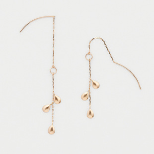 日系轻奢 nojess 黄金树叶 金片叶子 多戴叠戴 纯银镀金耳线耳环