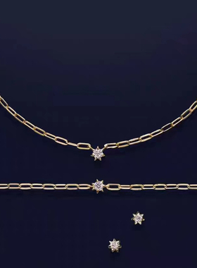 【圣诞限定】star jewelry星星HOLY STAR 工字链 7爪锆石手链项链