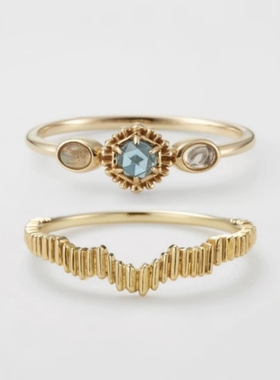 女纯银日系蔚蓝花朵戒指