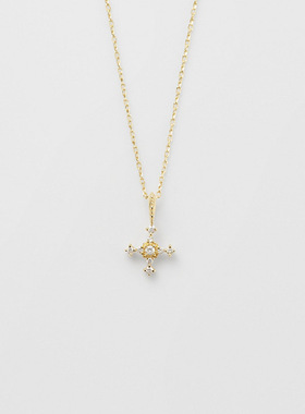 纯银纯银女迷你十字架项链