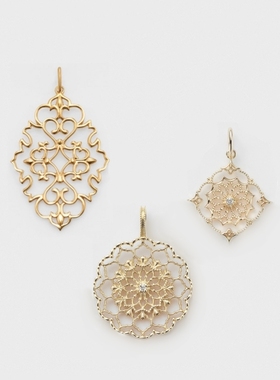 纯银锆石女镂空雕花项链