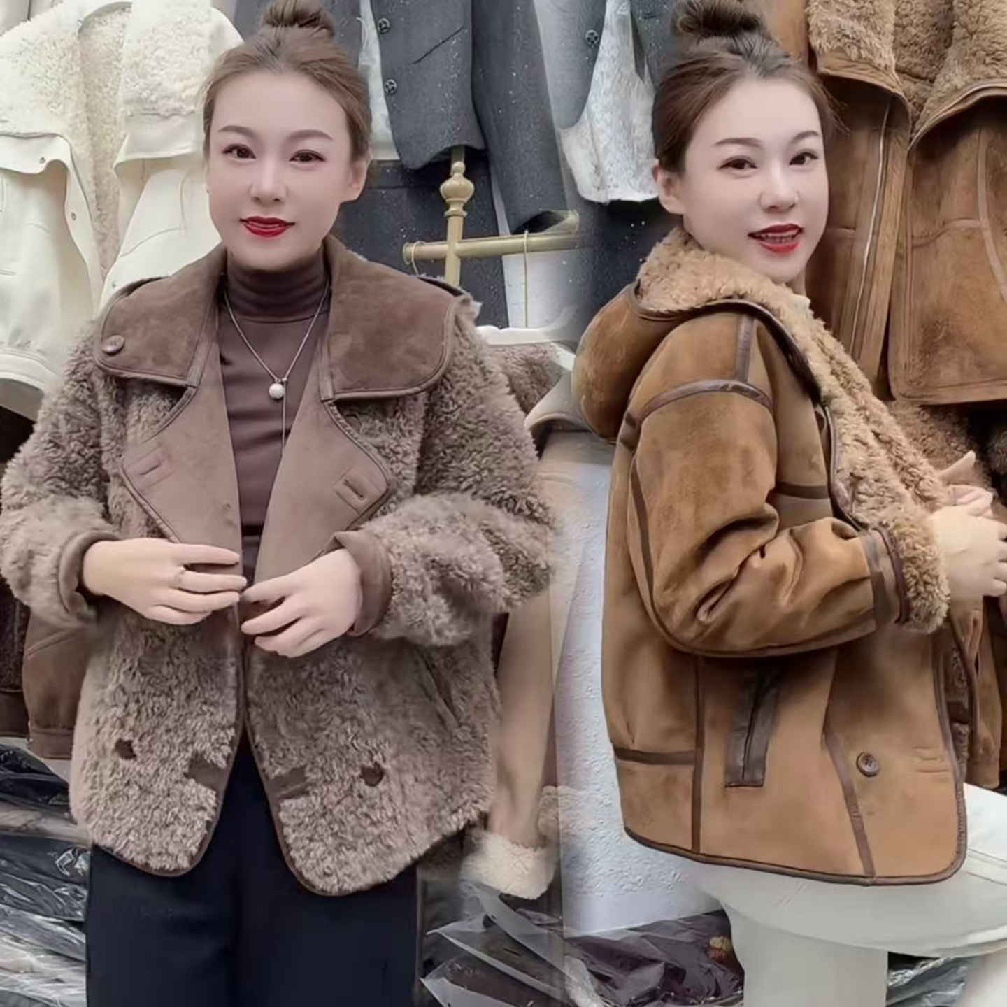 厚外套女秋冬加绒羊羔毛短款大衣