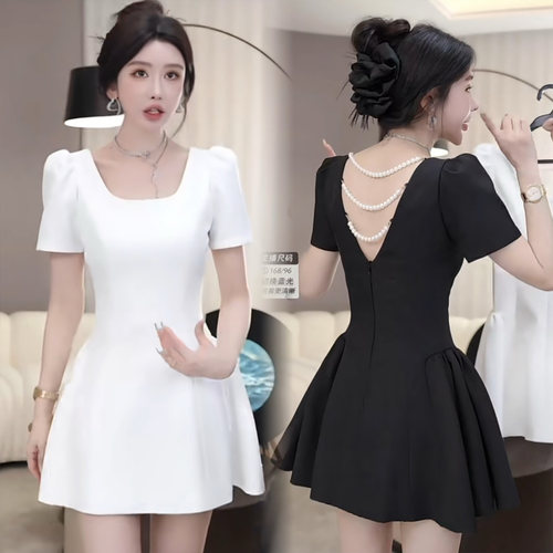 小个子黑色掐腰裙夏日绝美小裙子