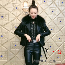 Кожаная куртка 炸街咖色皮衣女毛领短款2021秋冬季新款时尚潮流收身显瘦小款外套 3398904
