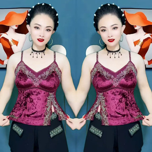 独特漂亮吊带小上衣女2025新款 巨辣超火辣妹带胸垫性感内搭背心潮