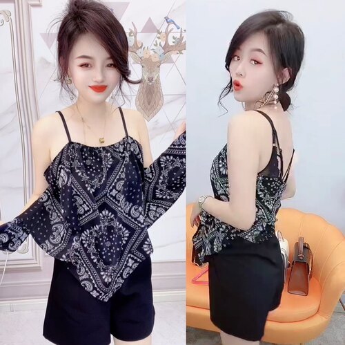 别致绝美网红吊带女夏肚兜式上衣