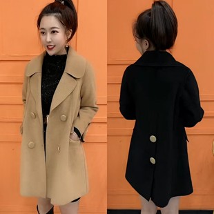 双面羊绒大衣女2023年秋冬新款 鹅黄羊毛呢子毛呢外套 小个子中长款
