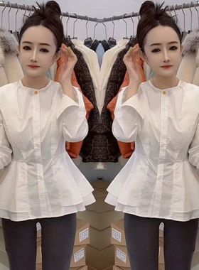 特别漂亮的掐腰衬衫女款2025新款爆款炸街独特巨好看白色内搭上衣