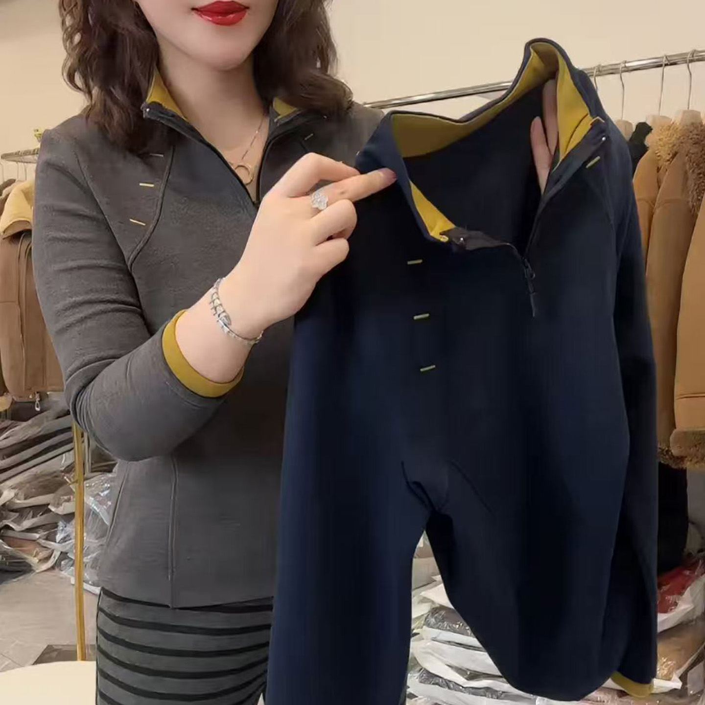 双面德绒打底衫女士超火高领上衣