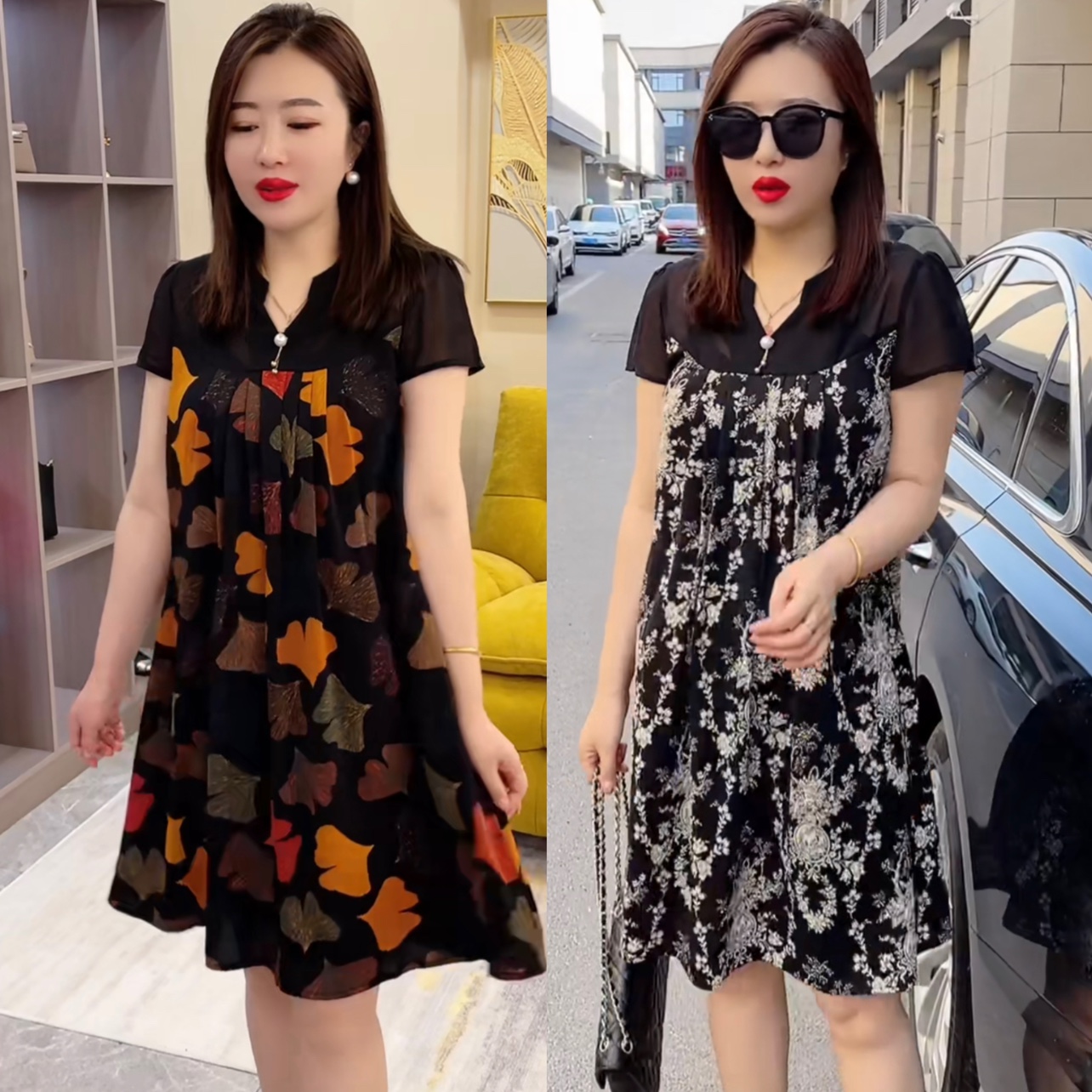 欧货时尚洋气连衣裙爆款女夏潮妈