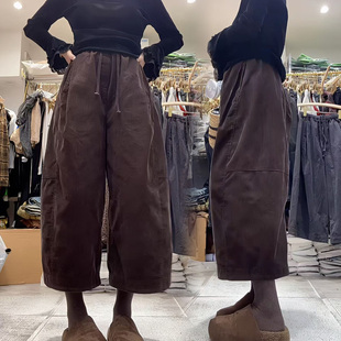奶奶裤 气球裤 子宽松bf慵懒风八分弯刀裤 小个子灯芯绒裤 女2025新款