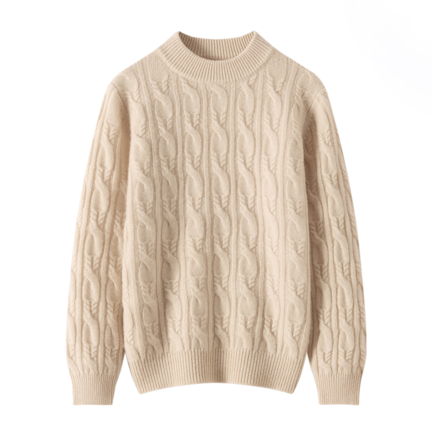 儿童加厚提花半高领100%纯山羊绒衫女童扭花冬季针织男童内搭毛衣