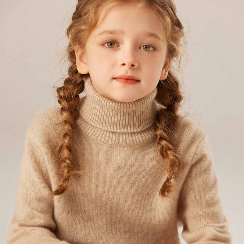 儿童高领纯山羊绒衫秋冬季针织加厚中大童毛线衣男女童冬打底毛衣