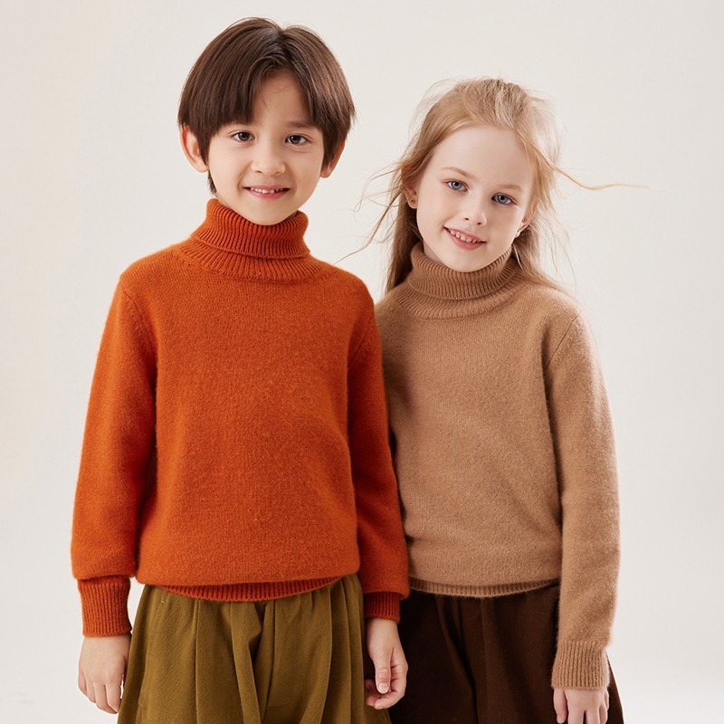 儿童高领纯全山羊绒衫大童男童2025冬季针织高端女童秋冬打底毛衣