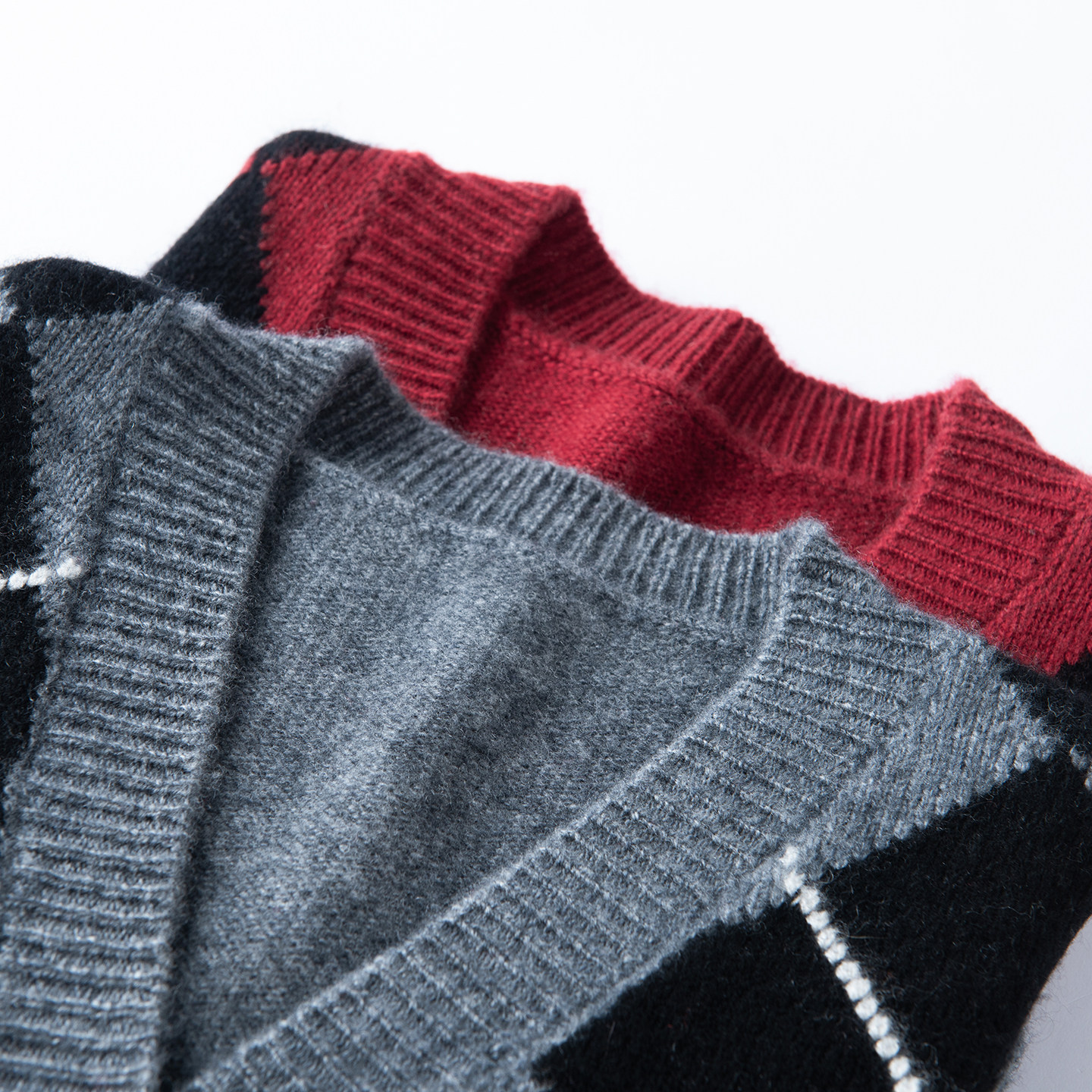 儿童100%纯山羊绒开衫马甲V领女童加厚针织坎肩秋冬男童菱格毛衣