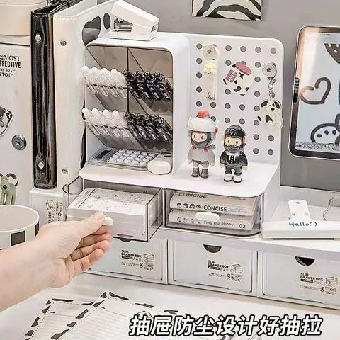 文具置物架大容量收纳桌面洞洞板收纳分层洞洞收纳桌上