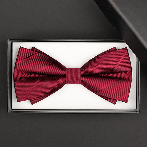 酒红色结婚婚礼新郎领结男蝴蝶结