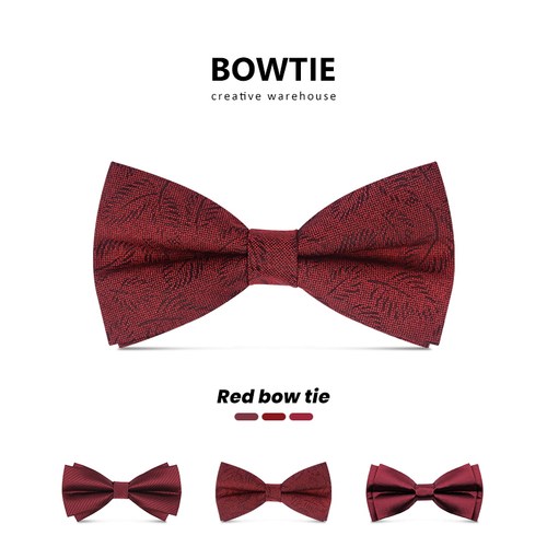 2025新郎婚礼订婚复古酒红色领结