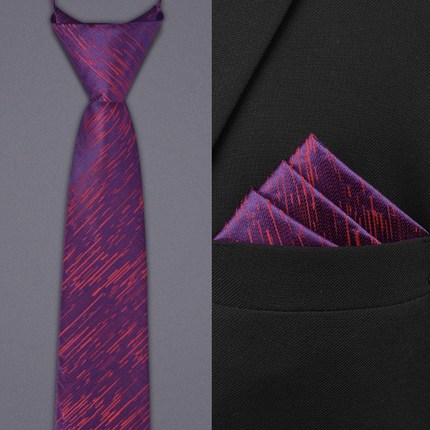 紫气东来 领带男结婚新郎7cm窄款免打结拉链式懒人学院风衬衫配饰