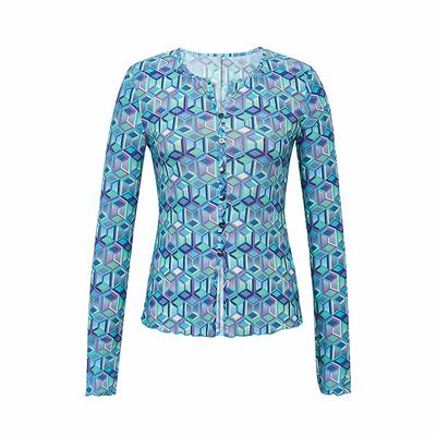 G家专柜正品2025早秋新款印花网纱长袖圆领衬衫女130098-2A42652